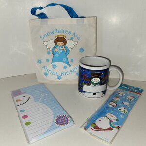 Cotton Gift Bag,Snowman Magnetic List Pad/Sticker Sheet/Mini Pad/Pencil & Mug